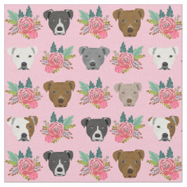 Pitbull hat rosa Flora Stoff