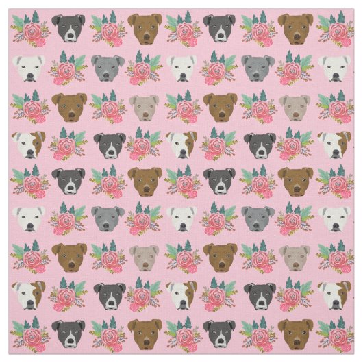 Pitbull hat rosa Flora Stoff (Muster)