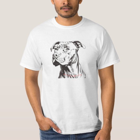 Pitbull Head & Neck Kontur 'Don't Mind Warten' T-Shirt (Vorderseite)