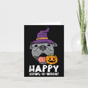 Pitbull Hexe Glücklich Heulen O Ween Kürbis Hallow Karte