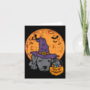 Pitbull-Hexenhut-Mond-Kürbis-Halloween Karte