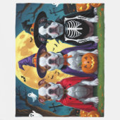 Pitbull Hogs Pumpkin Halloween Funny Fleecedecke (Vorderseite)