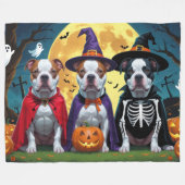 Pitbull Hogs Pumpkin Halloween Funny Fleecedecke (Vorderseite (Horizontal))