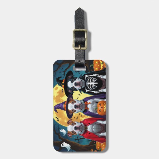 Pitbull Hogs Pumpkin Halloween Funny Gepäckanhänger (Vorderseite vertikal)