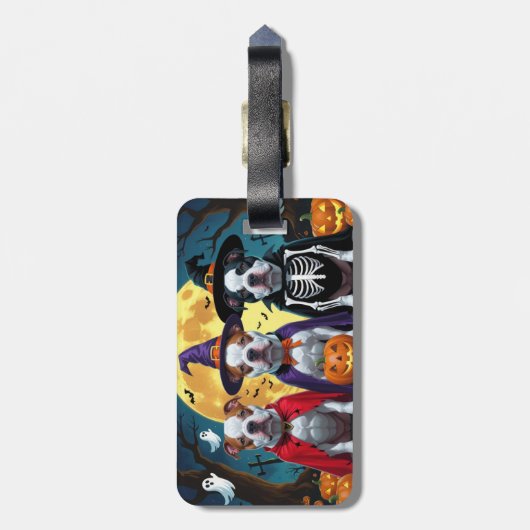 Pitbull Hogs Pumpkin Halloween Funny Gepäckanhänger (Rückseite vertikal)