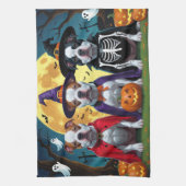 Pitbull Hogs Pumpkin Halloween Funny Geschirrtuch (Vertikal)