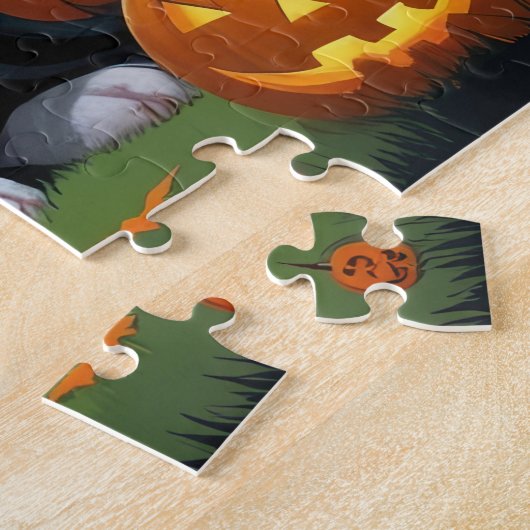 Pitbull Hogs Pumpkin Halloween Funny Puzzle (Seite)