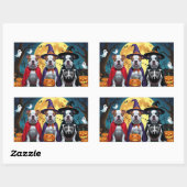 Pitbull Hogs Pumpkin Halloween Funny Rechteckiger Aufkleber (Blatt)