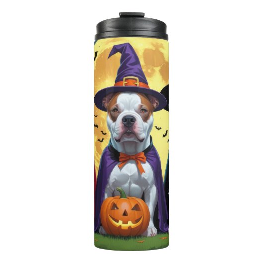 Pitbull Hogs Pumpkin Halloween Funny Thermosbecher (Vorderseite)
