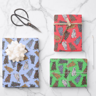 Pitbull Holiday Confetti - rot, blau, grün  Geschenkpapier Set