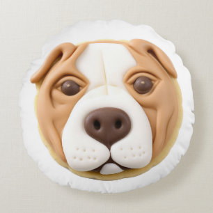 Pitbull Hund 3D Inspiriert Rundes Kissen