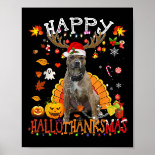 Pitbull Hund Halloween Weihnachtshund Happy Hallot Poster