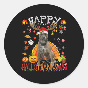 Pitbull Hund Halloween Weihnachtshund Happy Hallot Runder Aufkleber