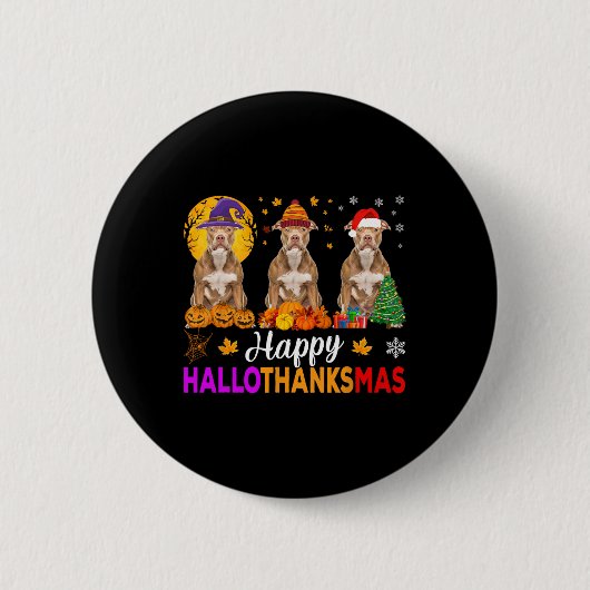 Pitbull Hund Halloween Weihnachtsknöchel 1 Button (Vorderseite)