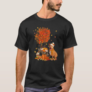 Pitbull Hund Herbst Kürbis Truck Mappe Danke T-Shirt