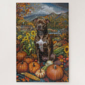 Pitbull Hund Herbsternte Erntedank Puzzle (Vertikal)