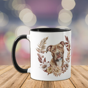 Pitbull Hund Herbstkranz Tasse