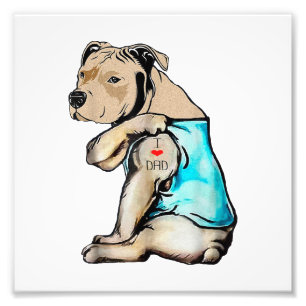 Pitbull Hund I Liebe Vater Tattoo Funny Family Fotodruck