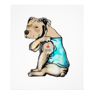 Pitbull Hund I Liebe Vater Tattoo Funny Family Fotodruck
