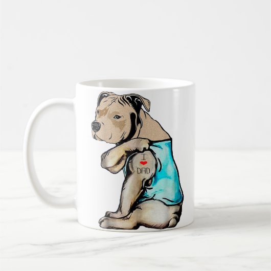 Pitbull Hund I Liebe Vater Tattoo Funny Family Kaffeetasse (Links)