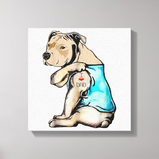 Pitbull Hund I Liebe Vater Tattoo Funny Family Leinwanddruck (Vorderseite)