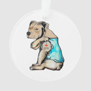 Pitbull Hund I Liebe Vater Tattoo Funny Family Ornament