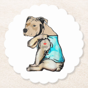 Pitbull-Hund Ich liebe Papa-Tattoo Lustige Familie Untersetzer