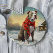 Pitbull Hund im Schnee Weihnachten Button (Beispiel)