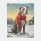Pitbull Hund im Schnee Weihnachten Fleecedecke (Vorderseite)