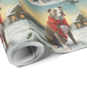 Pitbull Hund im Schnee Weihnachten Geschenkpapier (Rolleneckpunkt)