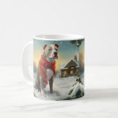 Pitbull Hund im Schnee Weihnachten Kaffeetasse (Vorderseite Links)