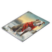 Pitbull Hund im Schnee Weihnachten Notizblock (Linke Seite)