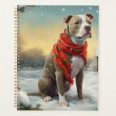 Pitbull Hund im Schnee Weihnachten Planer (Vorderseite)