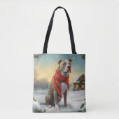 Pitbull Hund im Schnee Weihnachten Tasche (Vorderseite)