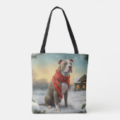 Pitbull Hund im Schnee Weihnachten Tasche (Rückseite)
