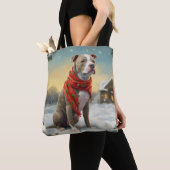 Pitbull Hund im Schnee Weihnachten Tasche (Von Nahem)