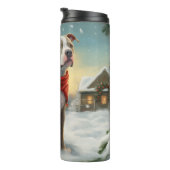 Pitbull Hund im Schnee Weihnachten Thermosbecher (Nach rechts gedreht)