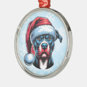 Pitbull Hund in der Weihnachtsmannmütze Weihnachte Ornament Aus Metall (Links)
