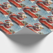 Pitbull Hund in Sledge Lass es Schnee Weihnachten Geschenkpapier (Ecke)