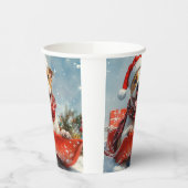 Pitbull Hund in Sledge Lass es Schnee Weihnachten Pappbecher (Links)