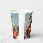 Pitbull Hund in Sledge Lass es Schnee Weihnachten Pappbecher (Rechts)