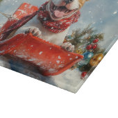 Pitbull Hund in Sledge Lass es Schnee Weihnachten Schneidebrett (Ecke)