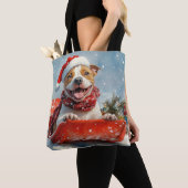 Pitbull Hund in Sledge Lass es Schnee Weihnachten Tasche (Von Nahem)
