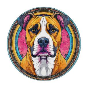 🐶 Pitbull Hund Lebendige Kunst Küchendekoration Schneidebrett