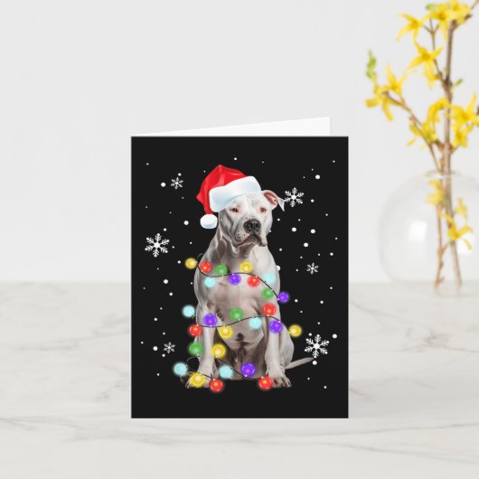 Pitbull Hund Merry Dogmas Weihnachtsfeiertag Karte (Gelbe Blume)