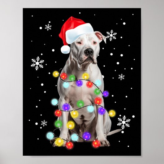 Pitbull Hund Merry Dogmas Weihnachtsfeiertag Poster (Vorne)