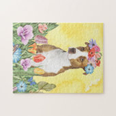 Pitbull Hund mit Blume Frühjahr Puzzle (Horizontal)