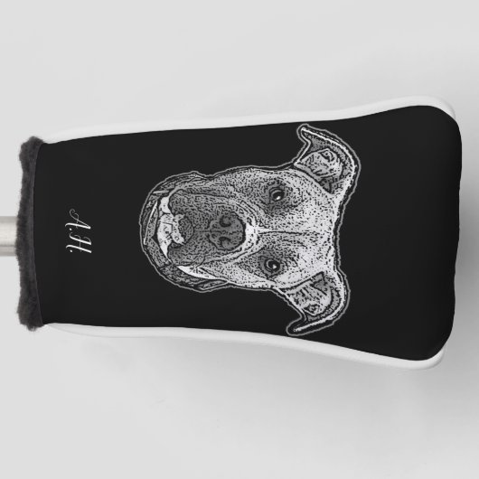 Pitbull-Hund-mit Monogramm-Putter-Putter-Golfkopfa Golf Headcover (Vorderseite)