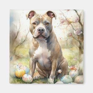 Pitbull-Hund mit Ostereiern Feiertag Magnet
