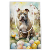 Pitbull Hund mit Ostereiern Urlaub Mittlere Geschenktüte (Vorderseite)